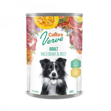 CALIBRA DOG GF VERVE ADULT JABALÍ Y TERNERA CAJA 6X400GR