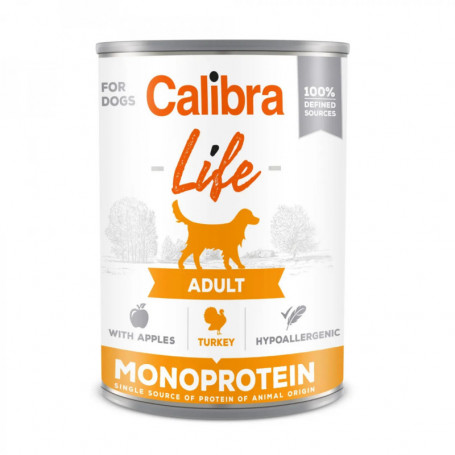CALIBRA DOG LIFE LATA ADULT PAVO CON MANZANAS 6X400GR