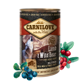 CARNILOVE CANINE ADULT CORDERO JABALI CAJA 6X400GR