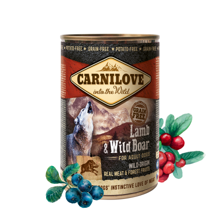 CARNILOVE CANINE ADULT CORDERO JABALI CAJA 6X400GR