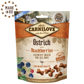CARNILOVE CANINE CRUNCHY SNACK AVESTRUZ MORAS CAJA 6X200GR