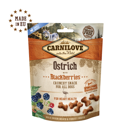 CARNILOVE CANINE CRUNCHY SNACK AVESTRUZ MORAS CAJA 6X200GR