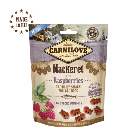 CARNILOVE CANINE CRUNCHY SNACK CABALLA FRAMBUESAS 6X200GR