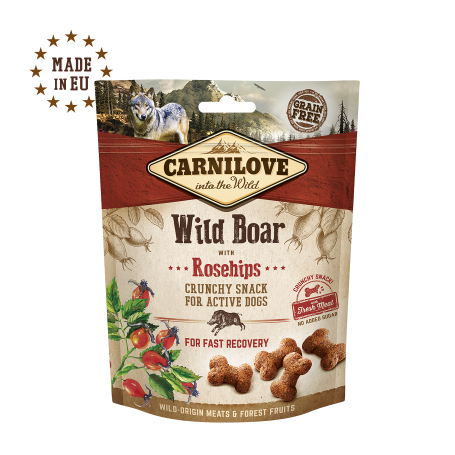 CARNILOVE CANINE CRUNCHY SNACK JABALI ROSA MOSQUETA 6X200GR