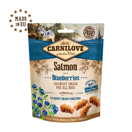 CARNILOVE CANINE CRUNCHY SNACK SALMON ARANDANOS CAJA 6X200GR