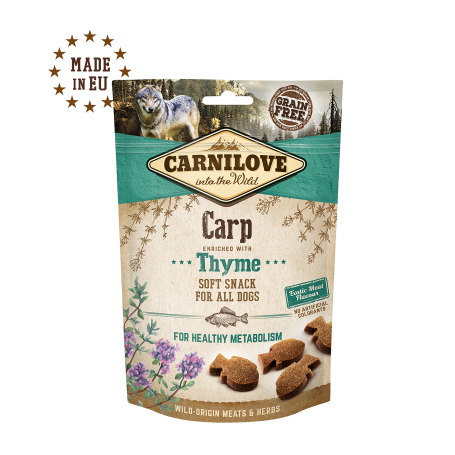 CARNILOVE CANINE SNACK SEMI HUMEDO CARPA TOMILLO 10X200GR