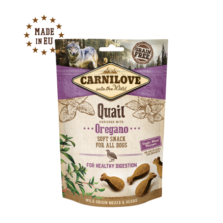 CARNILOVE CANINE SNACK SEMI HUMEDO CODORNIZ OREGANO 10X200GR
