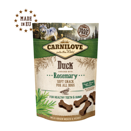 CARNILOVE CANINE SNACK SEMI HUMEDO PATO ROMERO CAJA 10X200GR