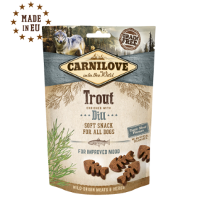 CARNILOVE CANINE SNACK SEMI HUMEDO TRUCHA ENELDO 10X200GR