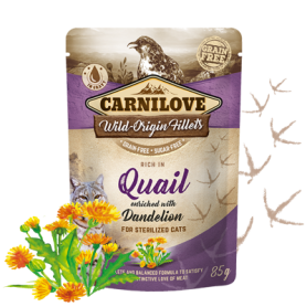 CARNILOVE CAT POUCH STERILISED CODORNIZ 24X85GR