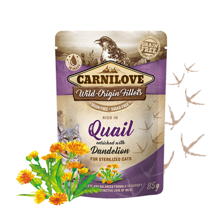 CARNILOVE CAT POUCH STERILISED CODORNIZ 24X85GR