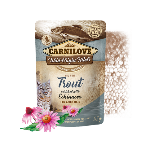 CARNILOVE CAT POUCH TRUCHA 24X85GR