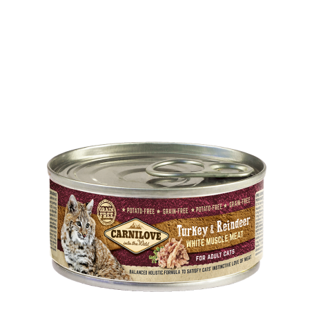 CARNILOVE FELINE ADULT PAVO RENO CAJA 12X100GR