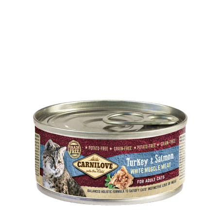 CARNILOVE FELINE ADULT PAVO SALMON CAJA 12X100GR