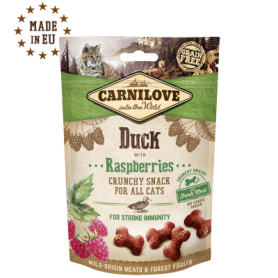 CARNILOVE FELINE CRUNCHY SNACK PATO FRAMBUESA CAJA 10X50GR