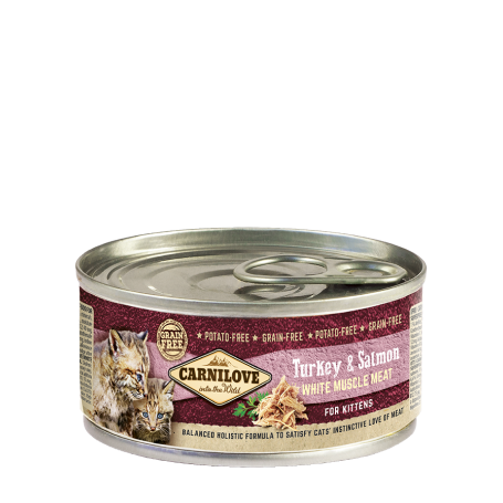 CARNILOVE FELINE KITTEN PAVO SALMON CAJA 12X100GR