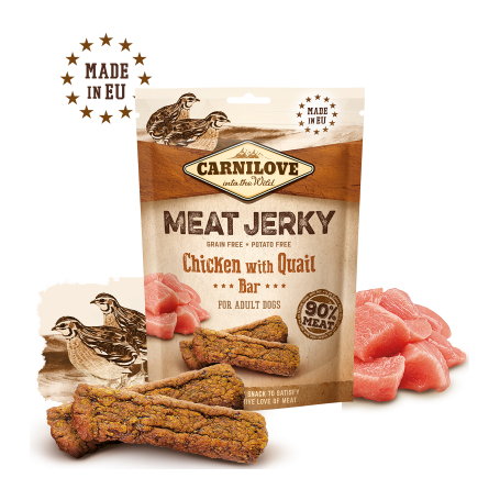 CARNILOVE JERKY CODORNIZ Y POLLO BARRITAS 12X100GR