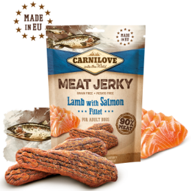 CARNILOVE JERKY CORDERO Y SALMON FILETES 12X100GR