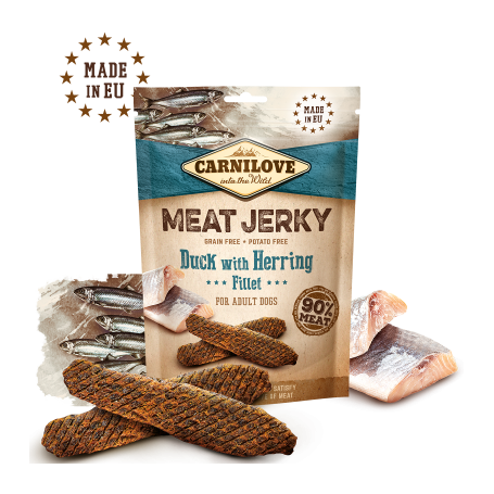 CARNILOVE JERKY PATO Y ARENQUES FILETES 12X100GR