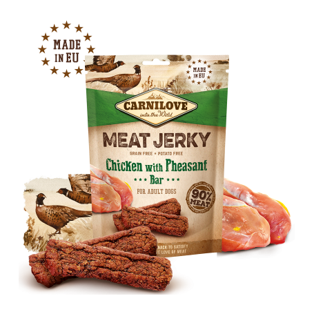 CARNILOVE JERKY POLLO Y FAISAN BARRITAS 12X100GR