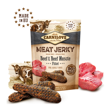 CARNILOVE JERKY TERNERA Y RES FILETES 12X100GR