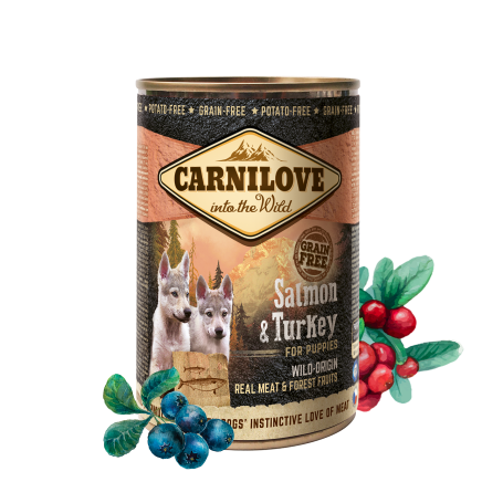 CARNILOVE CANINE PUPPY SALMON PAVO CAJA 6X400GR